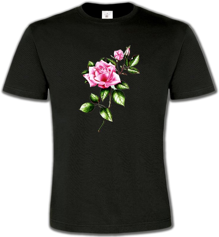 T-Shirts Col Rond Unisexe Fleurs/Romantique Rose
