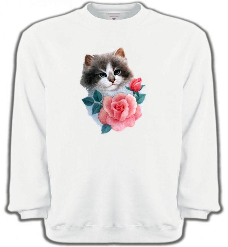 Sweatshirts Unisexe Races de chats Chat Ragdoll et rose