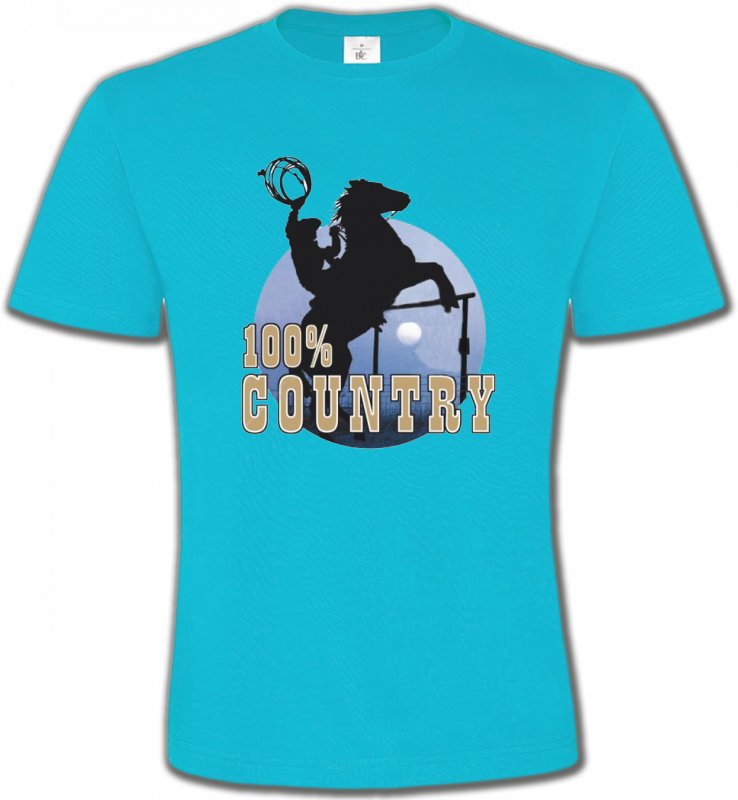 T-Shirts Col Rond Unisexe Cheval western country chevaux cowboy