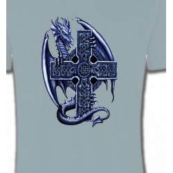 T-Shirts Tribal Métal Celtique Dragon et sa croix celtique (Y5)