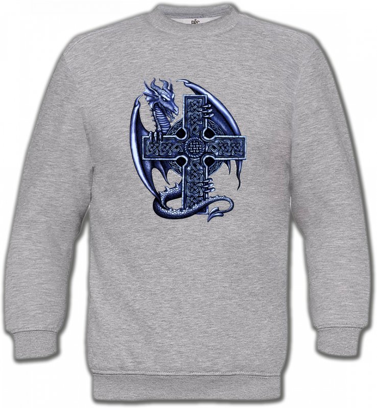 Sweatshirts Unisexe Dragons Dragon et sa croix celtique (Y5)