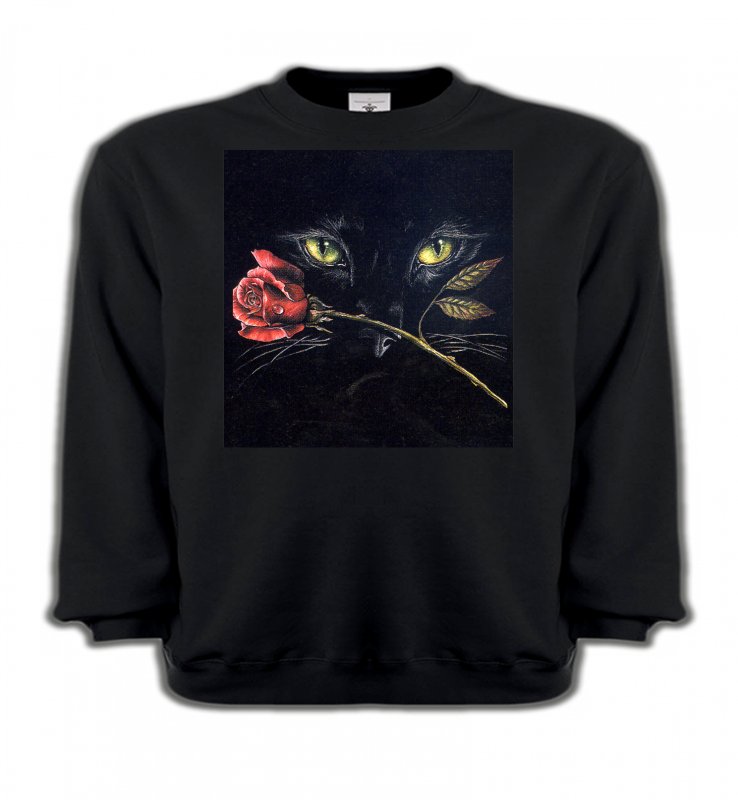 Sweatshirts Enfants Races de chats Chat noir avec rose (R2)