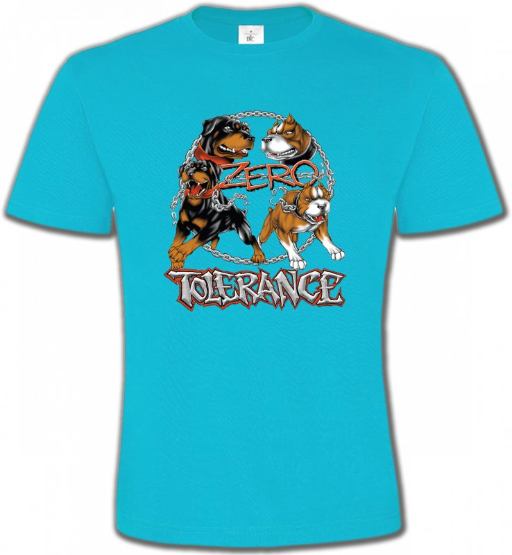 T-Shirts Col Rond Unisexe Rottweiler Rottweiler zéro tolérance (B)