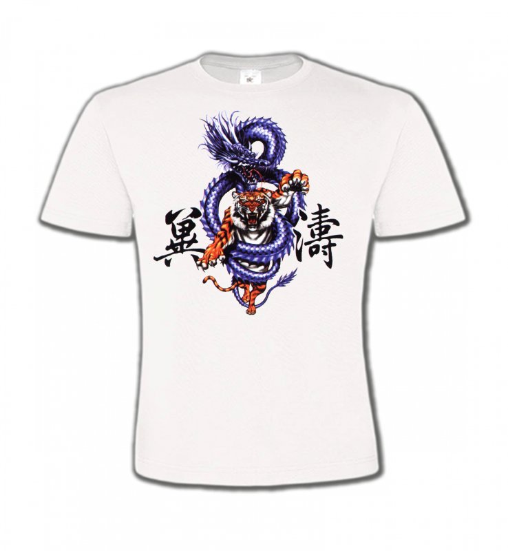 T-Shirts Col Rond Enfants Signes astrologiques Dragon bleu chinois (W2)