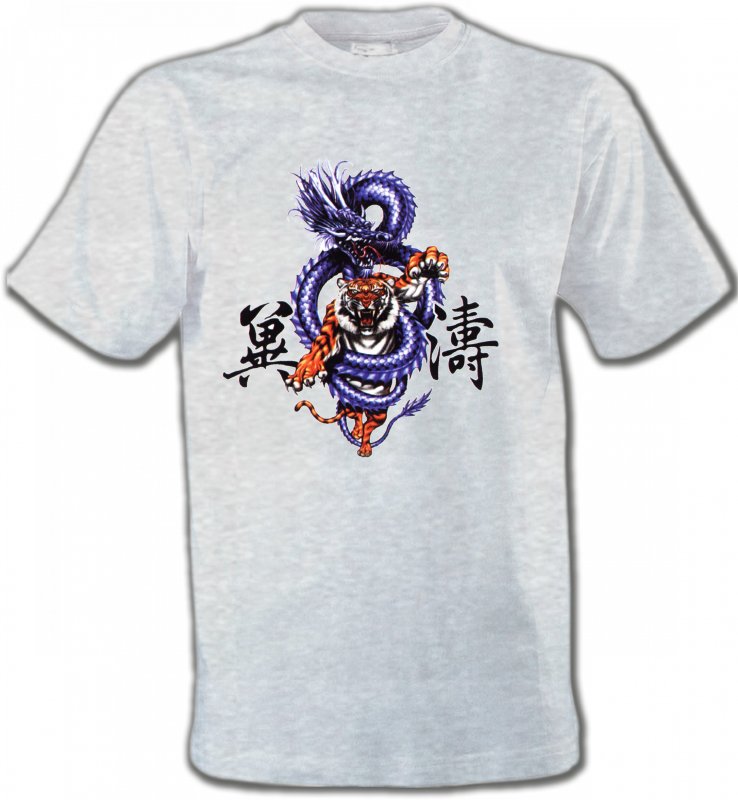T-Shirts Col Rond Unisexe Signes astrologiques Dragon bleu chinois (W2)