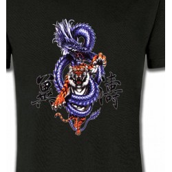 T-Shirts Tribal Métal Celtique Dragon bleu chinois (W2)