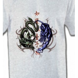 T-Shirts Signes astrologiques Dragons bleu et vert (W4)