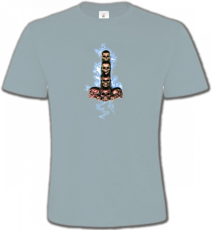 T-Shirts Col Rond Unisexe Tribal Métal Celtique Têtes de mort électriques