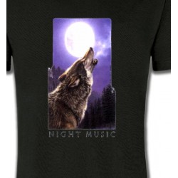 T-Shirts Animaux de la nature Loup pleine lune (D)