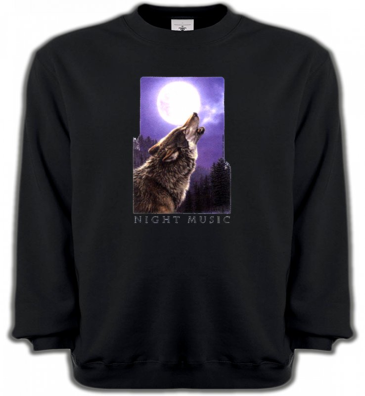 Sweatshirts Unisexe Loups Loup pleine lune (D)