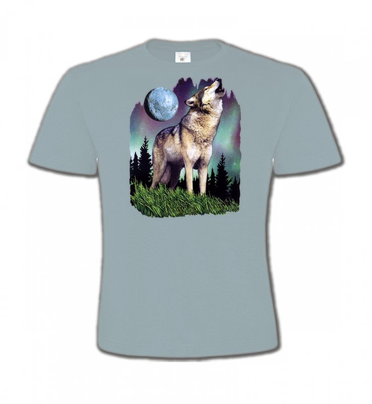T-Shirts Col Rond Enfants Loups Loup  sous la lune  (B)