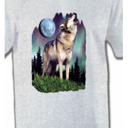 T-Shirts Loups Loup  sous la lune  (B)