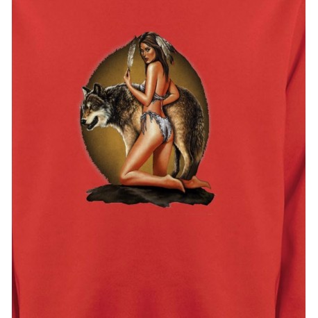 Loup avec indienne tenant une plume (Q)