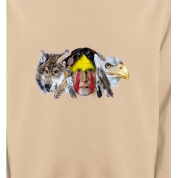 Sweatshirts Loups Indien au milieu d'un aigle et d'un loup (A)