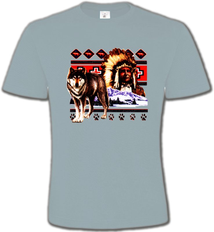 T-Shirts Col Rond Unisexe Loups Indien et Loup (P)