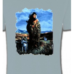 T-Shirts Animaux de la nature Loup indienne paysage (V)