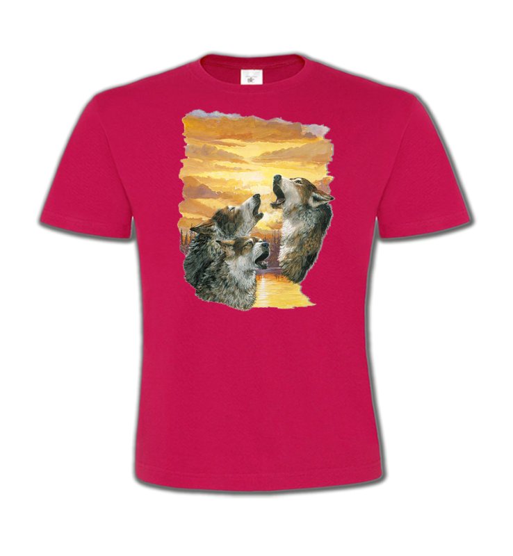 T-Shirts Col Rond Enfants Loups Loups crépuscule (H)