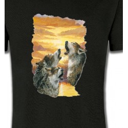 T-Shirts Animaux de la nature Loups crépuscule (H)