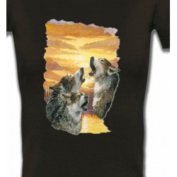 T-Shirts Animaux de la nature Loups crépuscule (H)