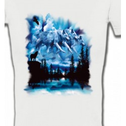T-Shirts Animaux de la nature Loups dans le ciel (I)