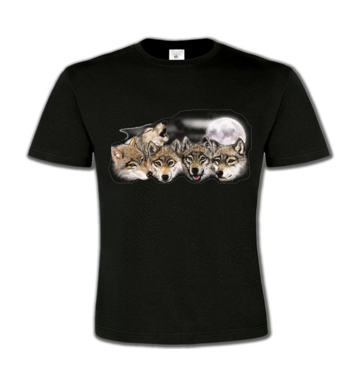 T-Shirts Col Rond Enfants Loups Têtes de loups en groupe (K)
