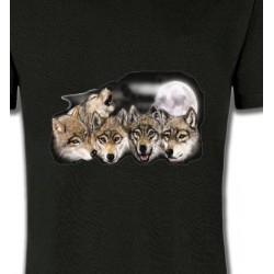 T-Shirts T-Shirts Col Rond Enfants Têtes de loups en groupe (K)