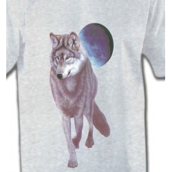 T-Shirts Animaux de la nature Loup devant la pleine lune