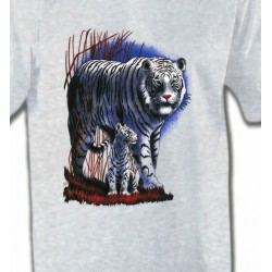 T-Shirts Animaux de la nature Tigres Blancs La nuit (M)