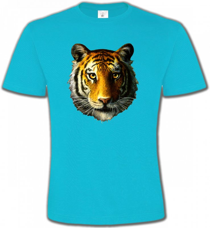 T-Shirts Col Rond Unisexe Safari Tête de tigre (K)