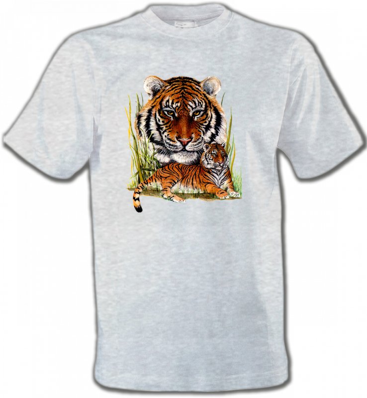 T-Shirts Col Rond Unisexe Safari Tigres (F)