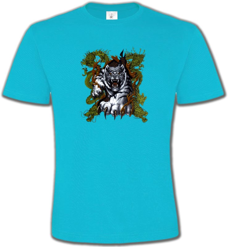 T-Shirts Col Rond Unisexe Safari Griffes de tigre et dragon