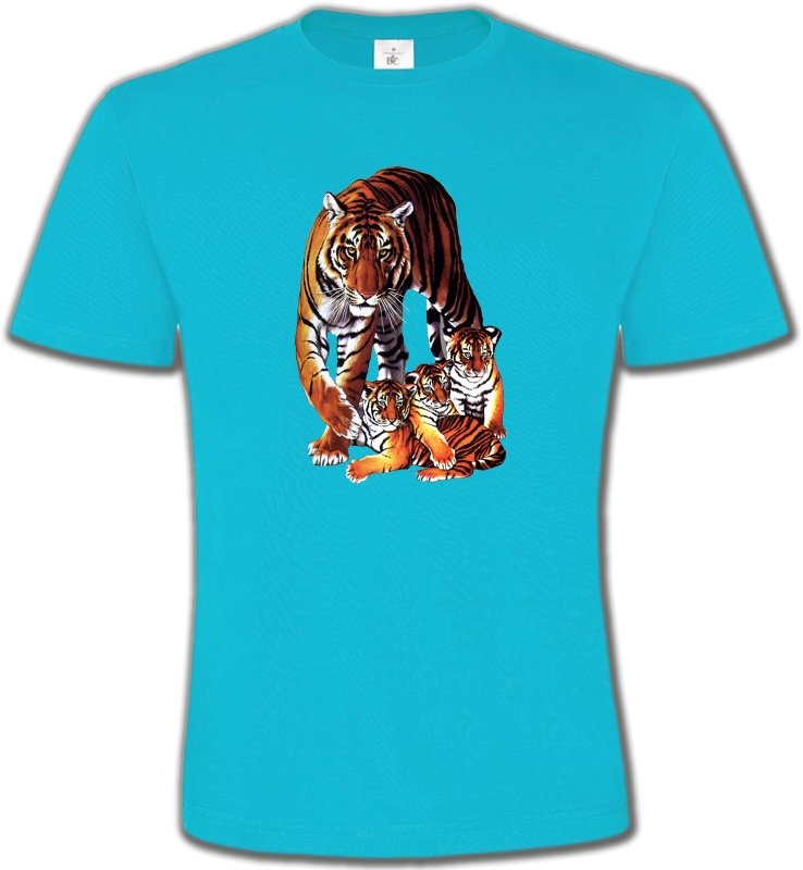 T-Shirts Col Rond Unisexe Safari Maman tigre et ses 3 petits