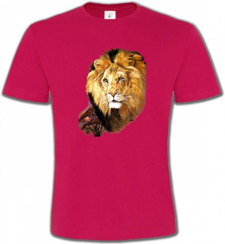 T-Shirts Col Rond Unisexe Safari Tête de Lion