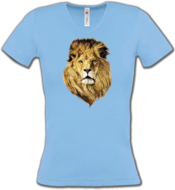 T-Shirts Col V Femmes Safari Tête de lion (X2)