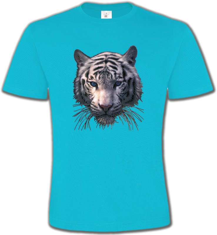 T-Shirts Col Rond Unisexe Safari Tête de tigre blanc (X)