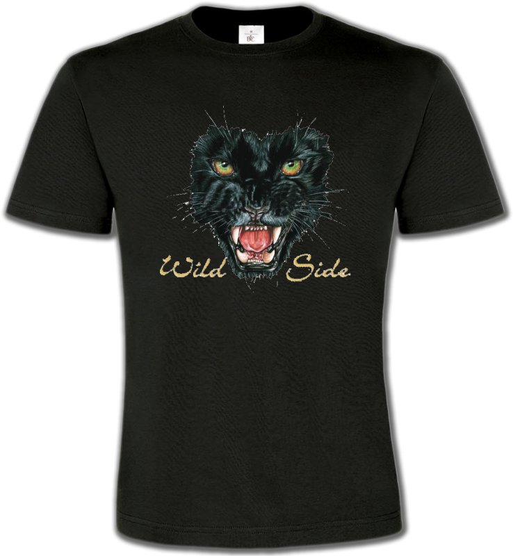 T-Shirts Col Rond Unisexe Safari Tigre Noir (G)