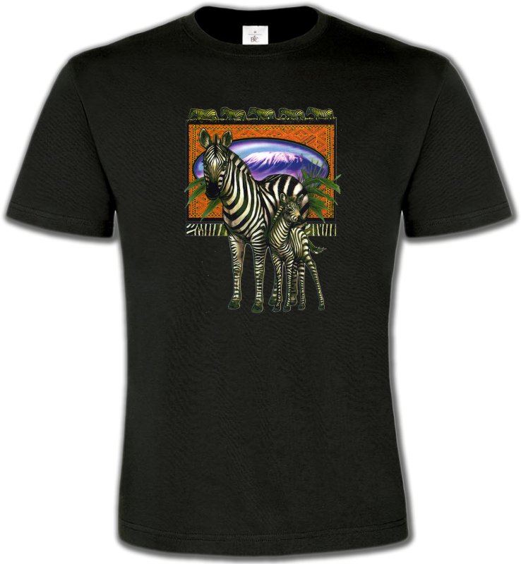 T-Shirts Col Rond Unisexe Safari Un zèbre et son petit