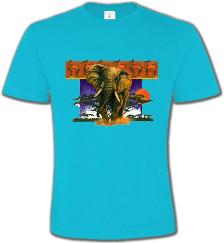 T-Shirts Col Rond Unisexe Safari Éléphant