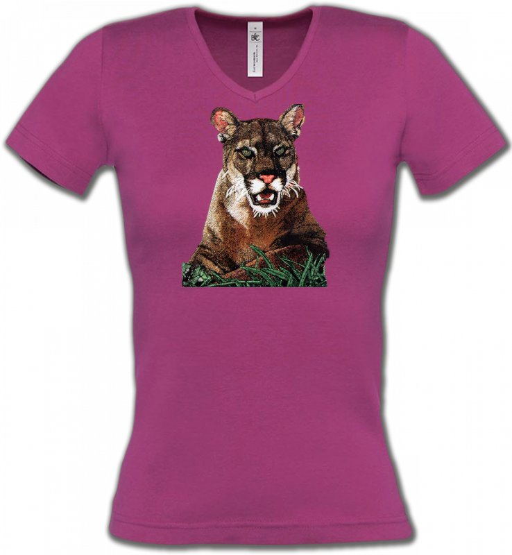 T-Shirts Col V Femmes Safari Cougar