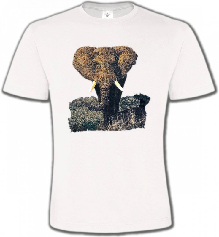 T-Shirts Col Rond Unisexe Safari Eléphant
