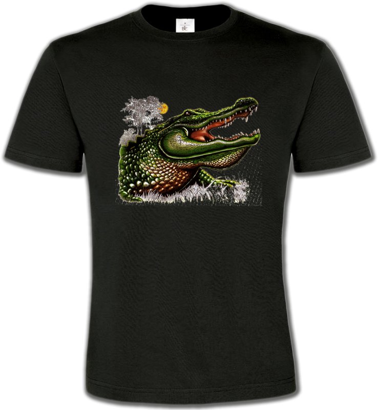 T-Shirts Col Rond Unisexe Reptiles Crocodile (C)