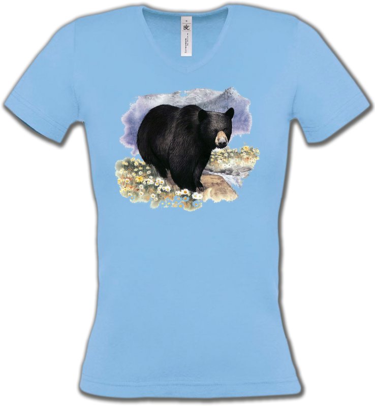 T-Shirts Col V Femmes Ours Ours