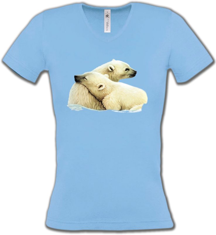 T-Shirts Col V Femmes Ours Ours polaire
