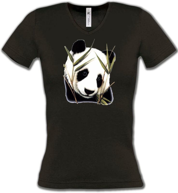 T-Shirts Col V Femmes Panda Panda