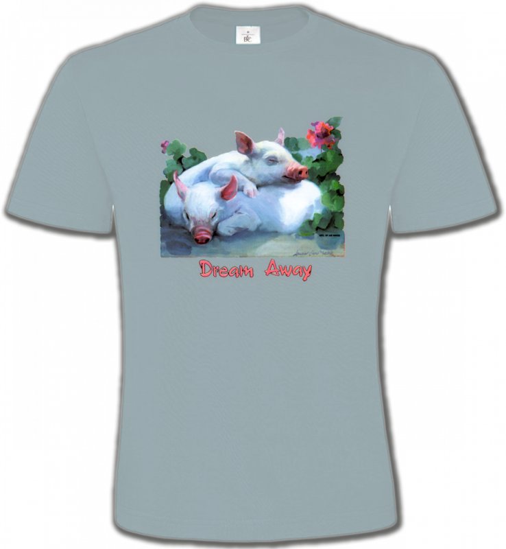 T-Shirts Col Rond Unisexe Signes astrologiques 2 cochons blancs (A)