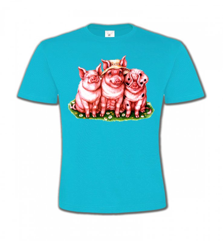 T-Shirts Col Rond Enfants Cochon 3 cochons (B)
