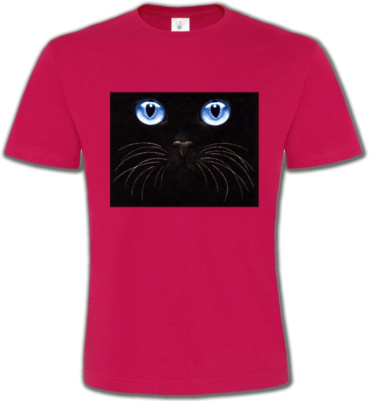 T-Shirts Col Rond Unisexe Races de chats Chat noir yeux bleus (S)