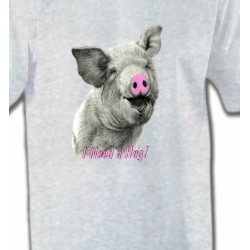 T-Shirts Animaux de la nature Cochon gris nez rose (C)