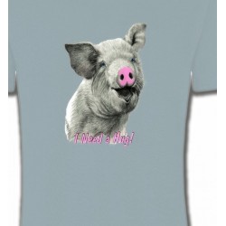 T-Shirts Cochon Cochon gris nez rose (C)