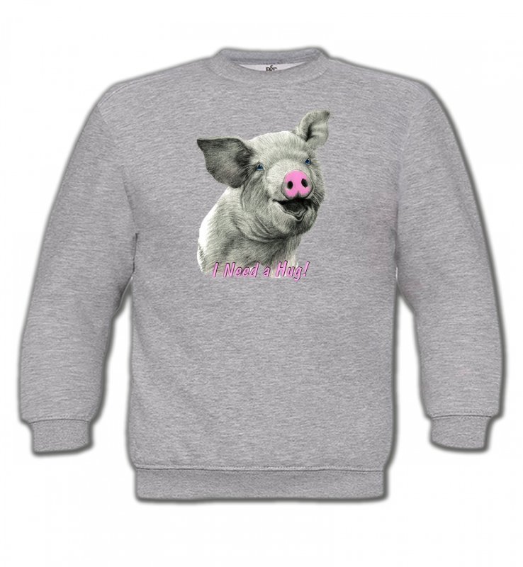 Sweatshirts Enfants Cochon Cochon gris nez rose (C)